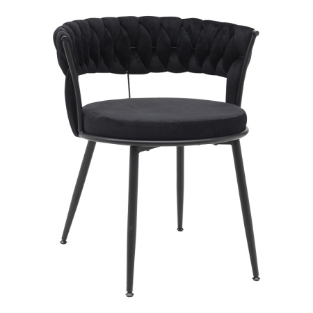 Кадифен стол Alkia Pako World Black 60x57x68 cm