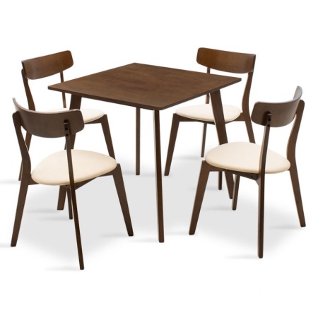 Комплект маса и столове Benson-Toto 5 части тъмен орех - бежов 80x80x75 см