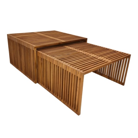 Комплект от 2 градински маси за подреждане Tinnie Boho Pako World Natural 86x80x46 cm