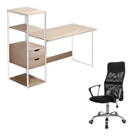 Комплект от 2 части студентски офис мебели и офис стол Gloryn Pako World Black 107x40x110 cm