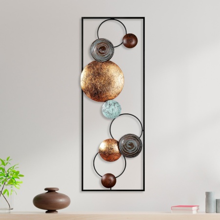 Мултицветна текстурирана метална картина 32x90x4 см