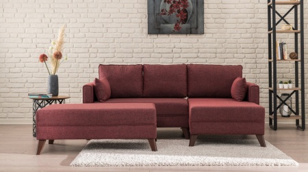Разтегателен ъглов диван десен ъгъл Bella Червен 140x80x43 см
