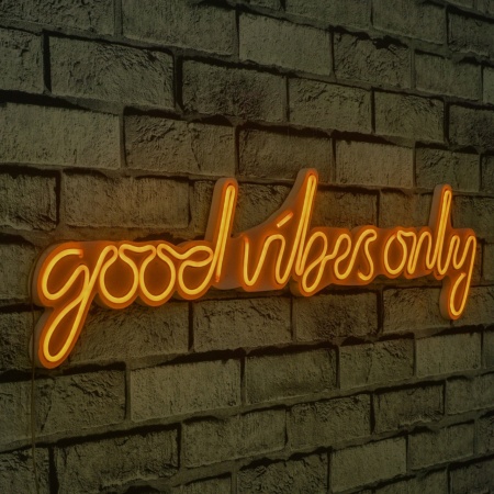 Светеща LED декорация за стена Good Vibes Only Жълт 76x19x2 см