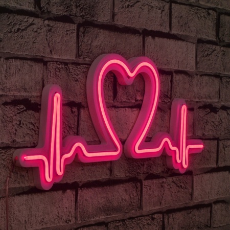 Светеща LED декорация за стена Love Rhythm Розова 51x21x2 см