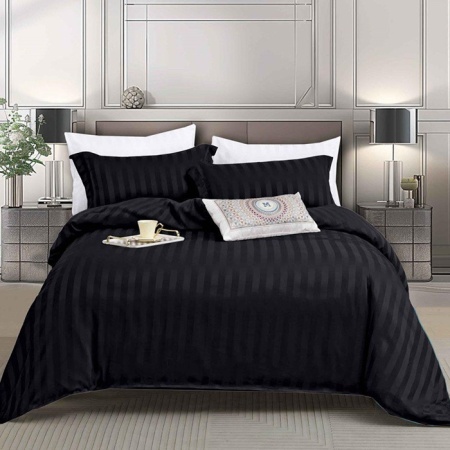 Спално бельо за 1 лице Damasc Stripe Black 4 броя (Finet)