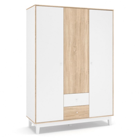 Шкаф Awell с 3 врати Цвят Сонома-Бял 153.5x54.5x216 см
