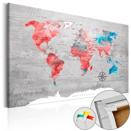 Картина от корк - Червено пътешествие [Коркова карта] 60x40 см