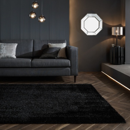 Килим от велур черен 80X150 см, Flair Rugs