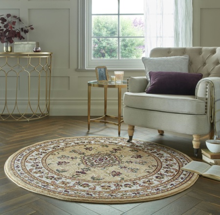 Килим Sherborne бежов 133X133 см, кръгъл, Flair Rugs