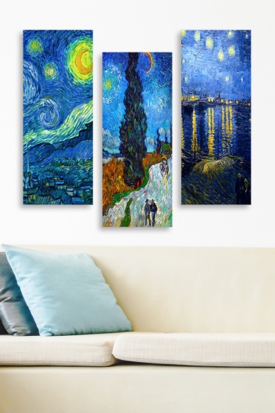Комплект картини от платно (3 части) MDF0074 Многоцветен 70x50 cm