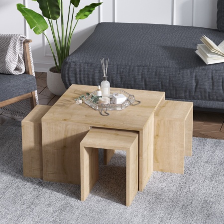 Комплект масички за кафе Ортанка Дъб 60x60x37 см