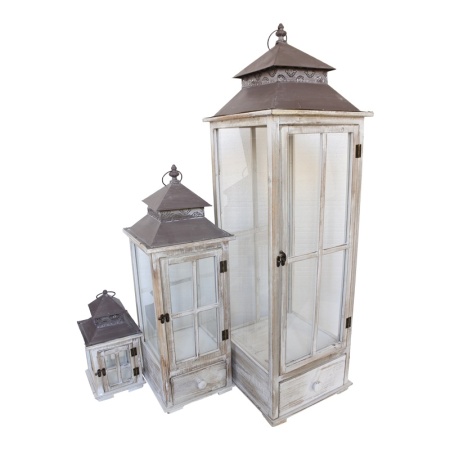 Комплект от 3 фенера Jannie Pako World Beige 32.5x32.5x32.5x107 cm