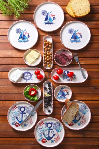 Комплект съдове за закуска, 14 части KAHSER14 Бял 19x19x1 см