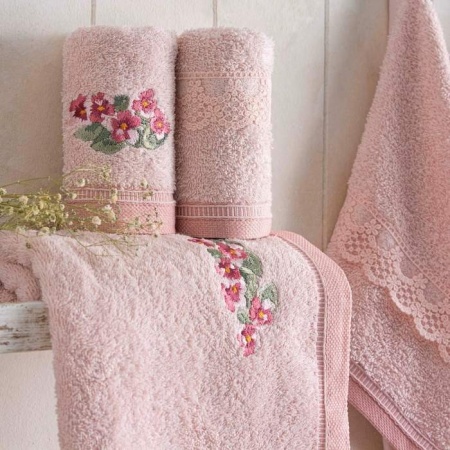 Комплект 6 кърпи 30x50 и 50x85 Berry Пудра (100% памук)