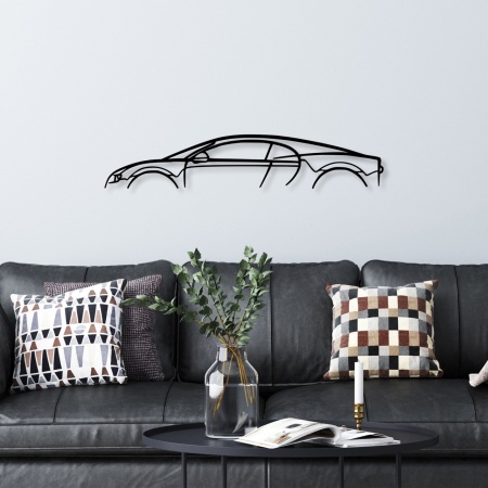 Метална картина Bugatti черна 70x13 см