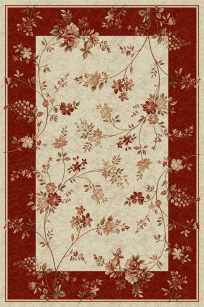 Модерен килим, Лотос 551, Крем / Червен, 80x150 см, 1800 гр/м²