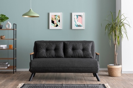 Разтегателен диван за 2 места Sando Тъмен сив 175x133x41 см