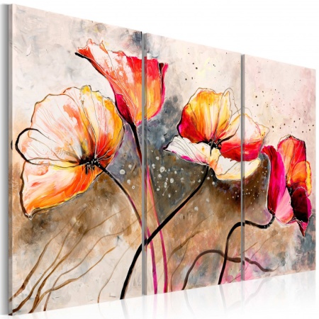 Ръчно рисувана картина - Poppies lashed by the wind 120x80 см