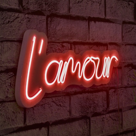 Светеща LED декорация за стена L'amour Червена 41x18x2 см
