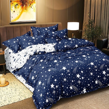 Спално бельо Star Comet Blue (памучен сатен)