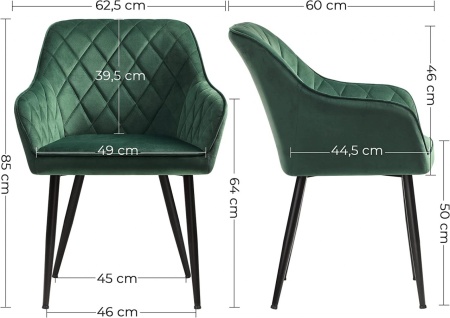Стол за трапезария, Songmics, Зелен, 62.5x60x85 см
