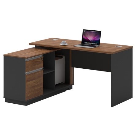 Ъглово бюро с лява част Оскар орех - антрацит 160x140x76см