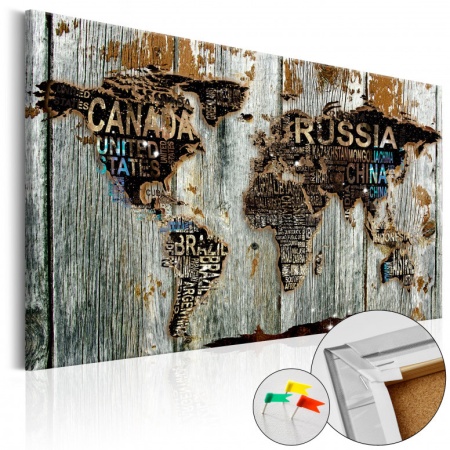Картина от корк - Дървена граница [Коркова карта] 120x80 см
