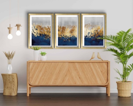 Картина, 3 части Auric Rome Златен 38x53 см