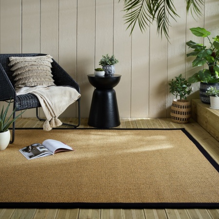 Килим от сизал на открито Sisal Look Outdoor Black 120x170 cm, Flair Rugs