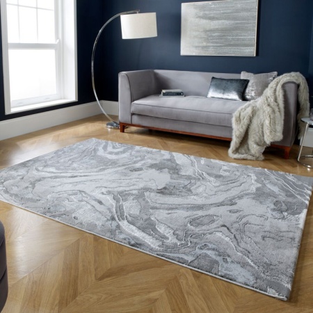 Килим с мраморен ефект сребрист 300X400 см, Flair Rugs