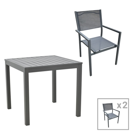 Комплект маса и столове 3 части Moly-Kliton Pako World Anthracite 80x80x74 cm