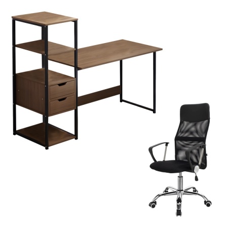 Комплект от 2 части студентски офис мебели и офис стол Gloryn Pako World Black 80x37x123 cm