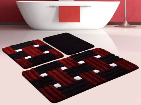 Комплект от 3 изтривалки за баня Piazza Red (Acryl)