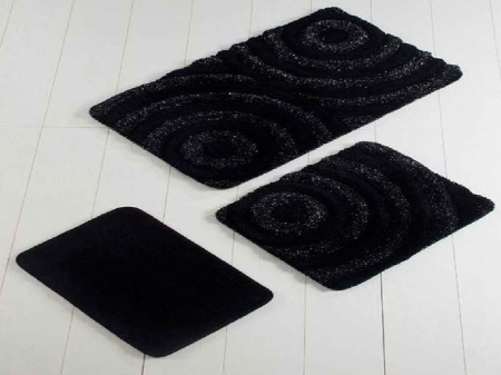 Комплект от 3 изтривалки за баня Wave Black (Acryl)