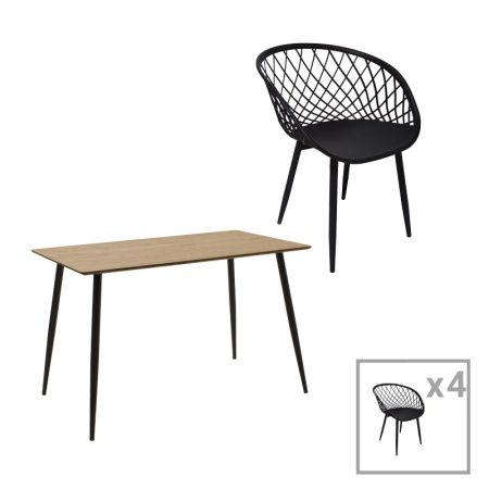 Комплект от 5 части маса и столове Ezra Cuba Cuba pp mdf черен цвят 120x70x76 cm