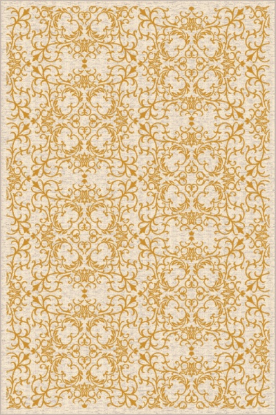 Модерен килим, Ирис елемент, златист, 60x110 см, 1800 гр/м²
