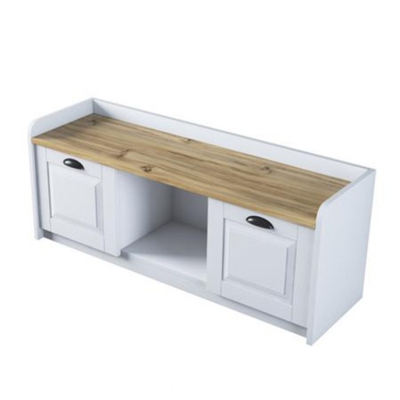 Пейка с шкаф за обувки Arthur I 8 Пери обувки Бял-Орех 120x40x45 см