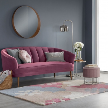 Ретро килим с флорален мотив, Retro Floral, Flair Rugs, малинов, 120x170 см