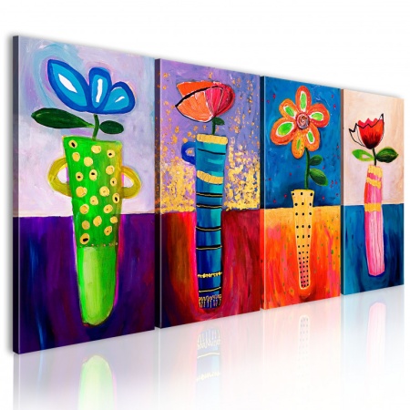 Ръчно рисувана картина - Цветни дъги 120x60 см