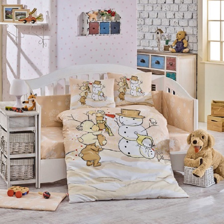 Спално бельо за бебе Snowball Beige (памучен поплин)
