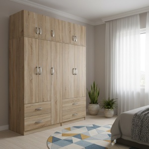 Гардероб с 5 врати, Athos V24, дъб, 170x42x240 см