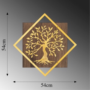 Декоративен аксесоар за стена от дърво и метал Tree v2 Nuc 54x54 cm - Img 6