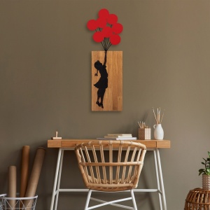 Декоративен дървен и метален аксесоар за стена Ma-368 Walnut 70x62 cm - Img 4