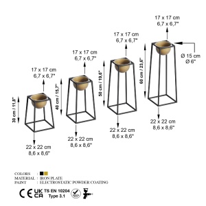 Декоративен саксий GED018A Златен 17x30x30 см - Img 6