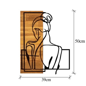 Картина от дърво и метал Жена Черен 39x3x50 см - Img 5