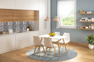 Комплект от 5 части маса и столове Natali Gaston white natural white 120x80x76 cm - Img 3