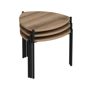 Комплект стативни масички за кафе, 3 броя Лени Орех 45x45x45 см - Img 7