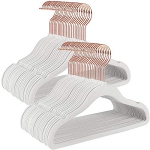 Комплект 50 кадифени закачалки за деца, Songmics, бял, 30x0.5x20.5 см - Img 2