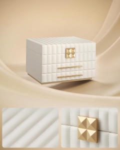 Кутия за бижута Songmics Бяла 24x21.5x15.8 cm - Img 3