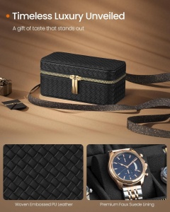 Кутия за съхранение на часовници Songmics Black 20x11x9 cm - Img 4